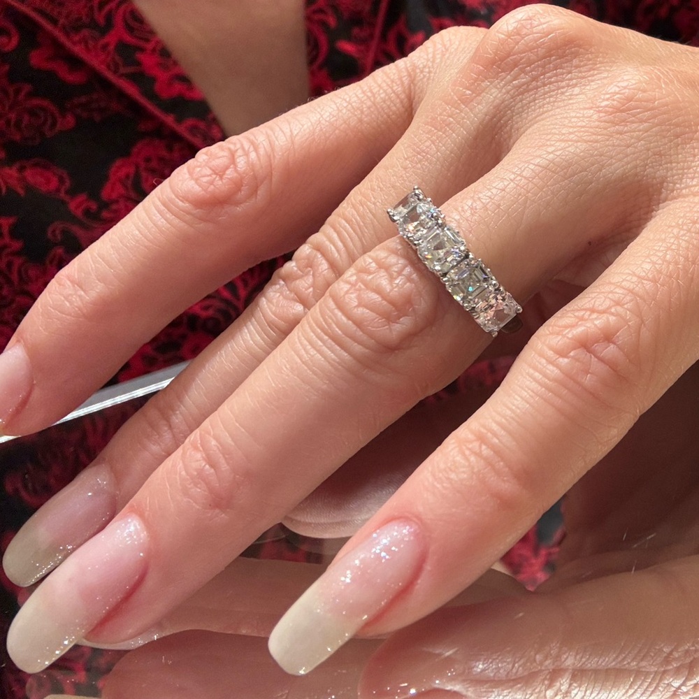 Jean Dousset Asscher Cut Heart Set Anniversary Ring